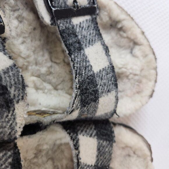 Birkenstock Mens Size 43 US 10 Arizona White Gray Shearling Plaid Natural Wool main image 9